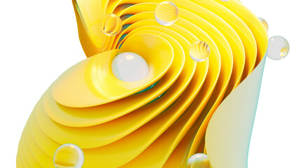 Wall Mural - 3d rendering of colorful abstract twisted shape in motion. computer generated geometric digital art