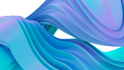 Wall Mural - 3d rendering of colorful abstract twisted shape in motion. computer generated geometric digital art