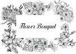 © Natha - Set of Beautiful Flower Bouquets Line Art Illustration