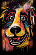© ADDICTIVE STOCK - African ethnic illustration of dog made with colorful brush strokes. Generative AI
