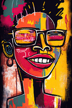 African Ethnic Illustration Of Woman Made With Colorful Brush Strokes. Generative AI
