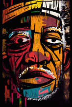 African Ethnic Illustration Of Man Made With Colorful Brush Strokes. Generative AI
