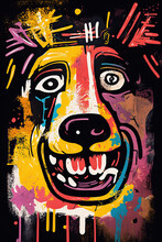African Ethnic Illustration Of Dog Made With Colorful Brush Strokes. Generative AI