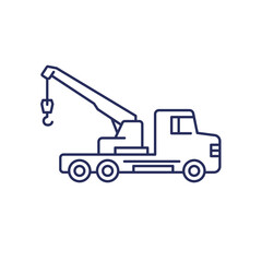 Poster - crane truck icon, line vector