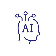 Wall Mural - AI, Artificial intelligence line icon