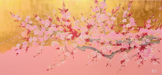Wall Mural - abstract vintage japanese calligraphy stroke painting style. lacquer painting. hand edited generativ