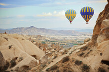 Hot Air Balloons Flying Over Cappadocia