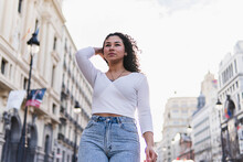 Stock Photo Of Latin Girl Portrait Walking In The Street