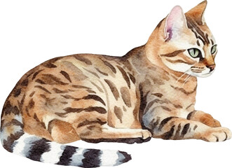 Aufkleber - Bengal cat breed illustration created with Generative AI technology