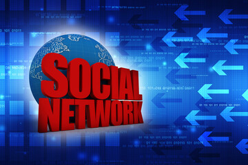 Poster - 3d rendering social network crossword 