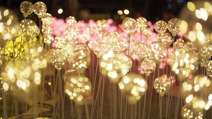 Poster - Flowers. Abstract bokeh blurry background for festive celebration concept. illumination