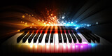 piano keyboard with glow light abstract background. Generated AI