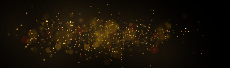 Gold sparks and golden stars glitter special light effect.