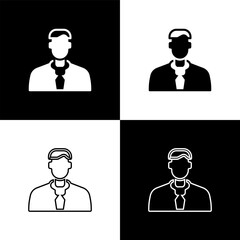 Poster - Set Worker icon isolated on black and white background. Business avatar symbol user profile icon. Male user sign. Vector