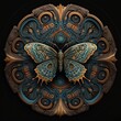Colorful butterfly mandala art. Created with Generative AI technology.