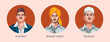 Indian freedom fighters Bhagat Singh, Sukhdev, and Rajguru vector illustration. Avatar for Martyr's Day, 23 march.