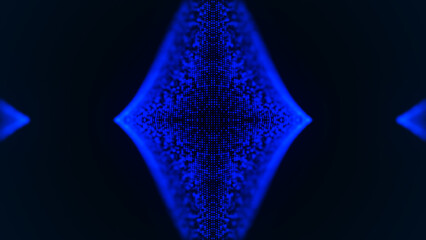 Poster - Digital technology background. Wave of glowing points. Futuristic background for presentation design. 3d rendering