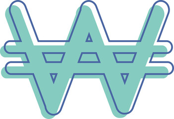 Wall Mural - The symbol of the currency unit  won on the Korean peninsula, representing the Korean won (KRW)
