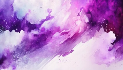 Wall Mural - Abstract watercolor background. Bright chaotic mono color illustration. Purple and blue watercolor wallpaper. Generative AI art.