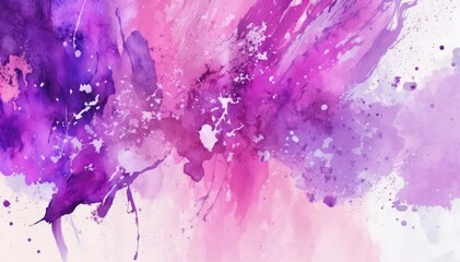 Wall Mural - Abstract watercolor background. Bright chaotic mono color illustration. Purple and blue watercolor wallpaper. Generative AI art.