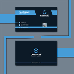 Wall Mural - Corporate modern dark blue and black creative business card template layout, Corporate modern clean blue details visiting card design