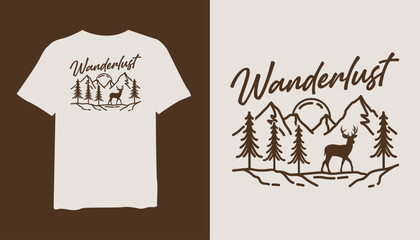 Wall Mural - Wanderlust t-shirt design. Wanderlust vintage t-shirt design. t-shirt design vector for print. Wanderlust logo design vector illustration. quotes for t-shirt