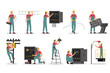 © Hengki - Vector illustration set of electrical workers. Illustration for website, landing page, mobile app, poster and banner. Trendy flat vector illustration