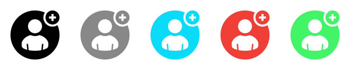 Poster - Add to friends icon set. Icon for applications and communications. Add user profile icon. Vector illustration.