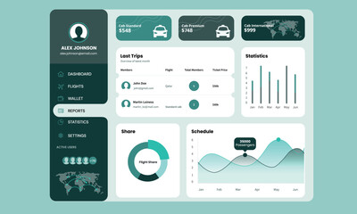 Wall Mural - Cab Navigation UI Dashboard Design Template