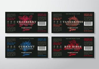 Wall Mural - handcrafted spread or jam labels template set. abstract vector packaging design layouts set. modern 