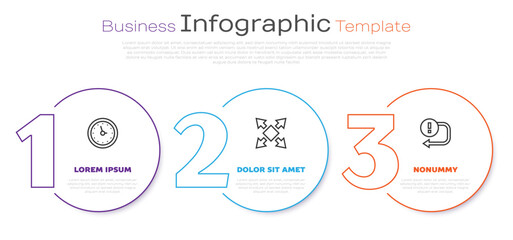 Poster - Set line Clock, Many ways directional arrow and Arrow. Business infographic template. Vector