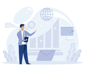Poster - Cloud service concept,  data storage, video and file streaming, flat vector modern illustration 