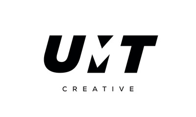 UMT letters negative space logo design. creative typography monogram vector	