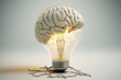 © Aimages - Brain fused with a light bulb representing ideas and solutions. Generative AI.