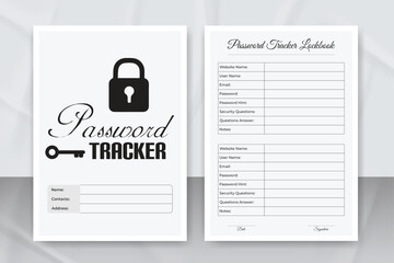 Wall Mural - Password Tracker Logbook. Password Book Journal. Password Tracker Template. A4 Size Easily Editable Password Tracker Log Book KDP Interior