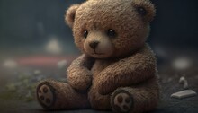Brown Cute Teddy Bear Toy Generative AI