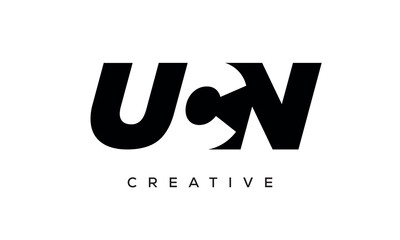 UCN letters negative space logo design. creative typography monogram vector	