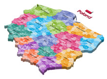 Poland Administrative Divisions Isometric Map Colored By Voivodeships