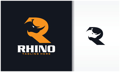 Wall Mural - Letter R Rhino Logo