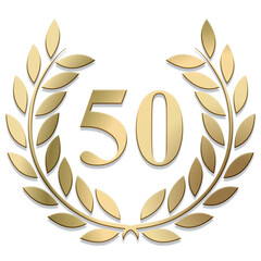 Wall Mural - 3D Gold PNG laurel wreath number 50	