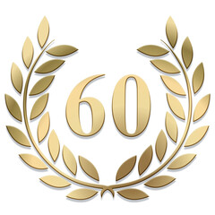 Wall Mural - 3D Gold PNG laurel wreath number 60	