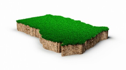 Poster - 3D rendering of the grassy Ghana map topography isolated on a white background