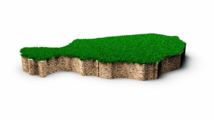 Poster - 3D rendering of the Niger map with soil and grass isolated on a white background