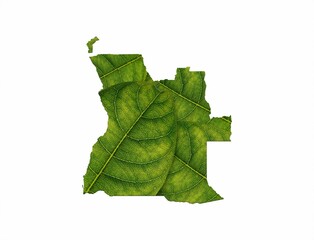 Canvas Print - Angola map made of green leaves isolated on a white background - the concept of ecology