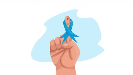 Sticker - blue ribbon campaign with hand animation