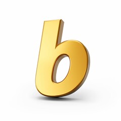 Poster - 3D rendering of a golden alphabet b on a white isolated background