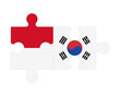 Puzzle of flags of Monaco and South Korea, vector