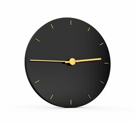 Sticker - 3D rendering of black and golden clock in white background