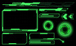Set of HUD circle flame modern user interface elements design technology cyber green on black futuristic vector