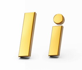 Sticker - 3d illustration of capital and small letter I in gold medal isolated on a white background